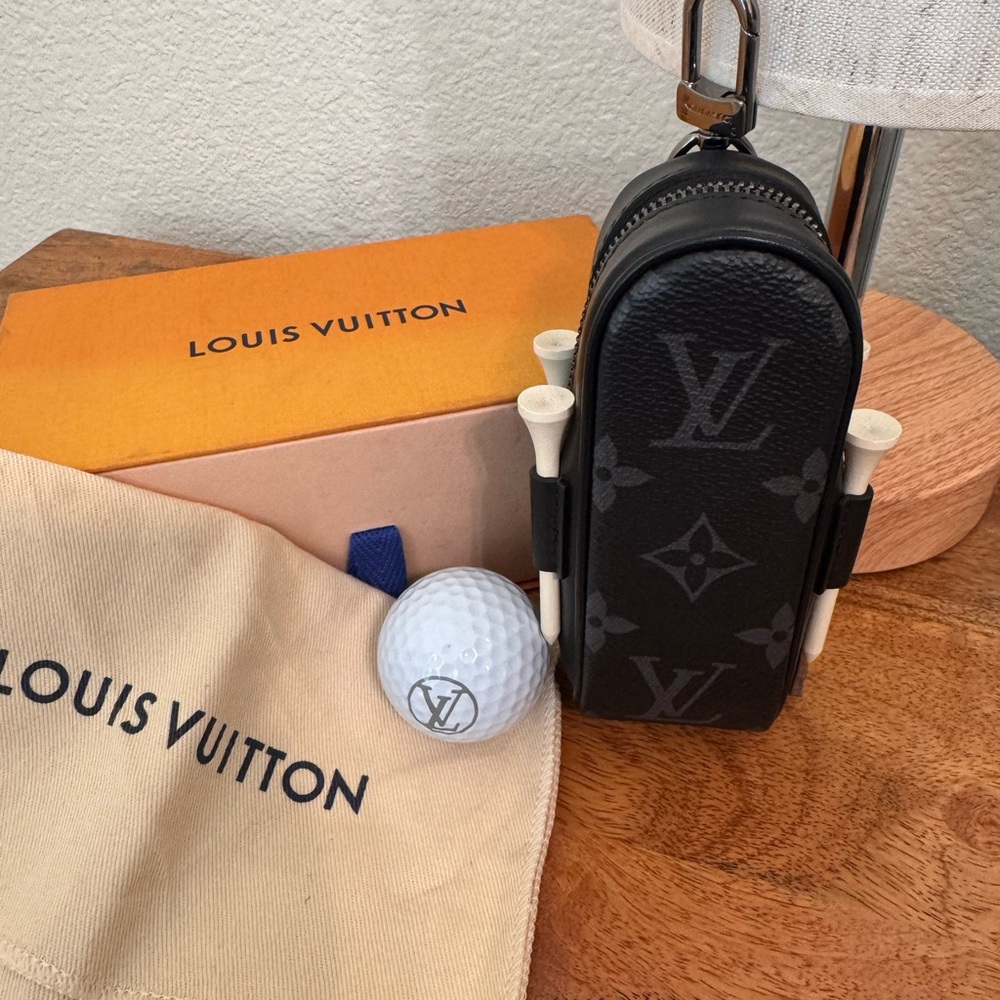 Louis Vuitton Black Monogram Eclipse Golf Tee Case with Key Clip